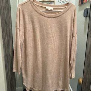 Loft Outlet Tan Lightweight Knit Top Size L – 3/4 Sleeve Soft Stretch